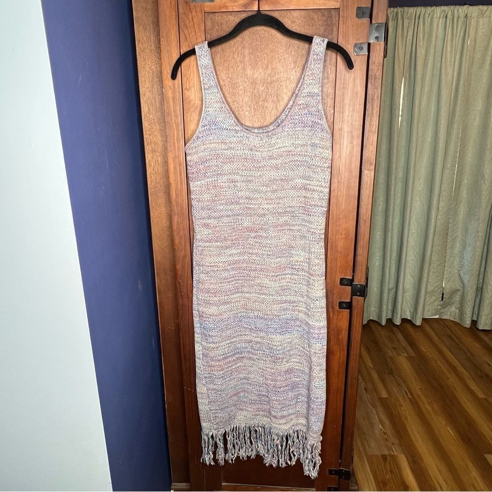Future Collective Womens Alani Noelle Knit Dress Medium Fringe Midi Tank Boho - Picture 2 of 5
